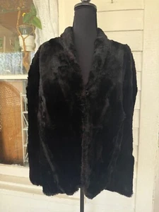 Vintage 50's Black Sheared Mink Shawl Wrap Cape Mortons Washington DC - Picture 1 of 16
