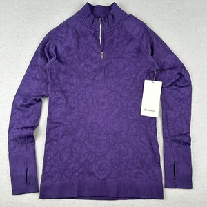Pullover Lululemon Mujer 10 Púrpura Corte Profunda Descanso Menos Cremallera Floral Raro - Imagen 1 de 13