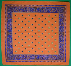 "Orange/Royal Leinen Blumen/Paisley Bandana Schal Taschentuch" - Bild 1 von 3