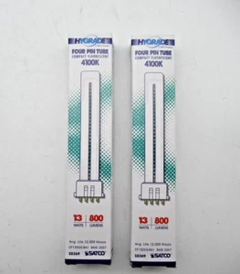 ** 2 PACK** Satco S8369 4100K 13-Watt 2G7 Base T4 Twin 4-Pin Tube CFL Light Bulb - Picture 1 of 4