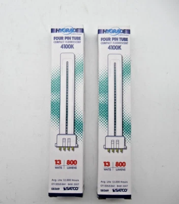 ** 2 PACK** Satco S8369 4100K 13-Watt 2G7 Base T4 Twin 4-Pin Tube CFL Light Bulb - Image 1 of 4