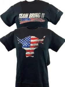 The Rock Team Bring It USA Bull Red White Blue Mens T-shirt - Picture 1 of 4