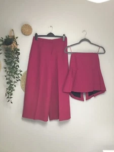 Nuevo con etiquetas Zara Fucsia Cintura Alta Culotte Pantalones Y Bustier Top Co Ord Traje Talla S - Imagen 1 de 5