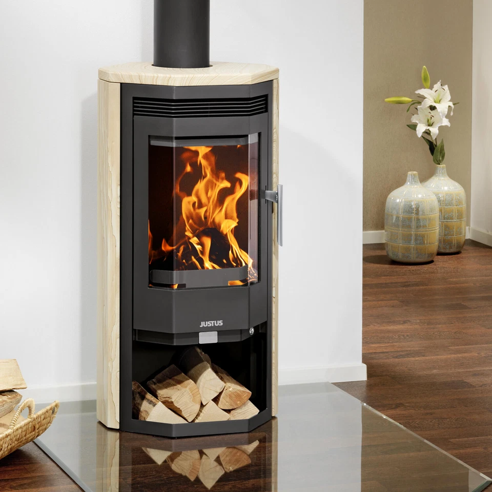 Justus Kaminofen Usedom 5D Holzofen Sandstein 5,5 kW Dauerbrandofen mit