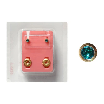 Erstohrstecker Chirurgenstahl vergoldet Sterile Ohrstecker Zarge türkis 3mm - Bild 1 von 4