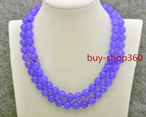 Fashion Women's 8/10/12mm Natural Jade Gemstone Round Beads Necklace Long 36 in - Picture 1 of 23