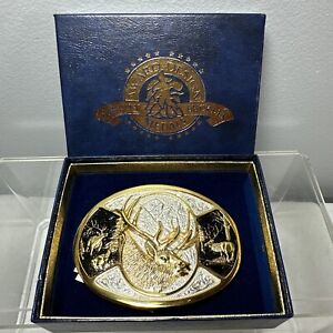 Award Design Medals GS Scenic Elk Belt Buckle First Edition No 273 Silver Plated