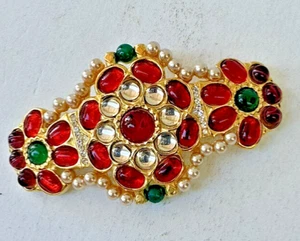 Broche Zz MMA The Met Gripoix Estilo Mugol Flecos Joyería Perla Chapado en Oro 24k - Imagen 1 de 10