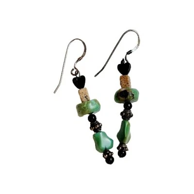 Pendientes colgantes de plata esterlina 925 cuentas/piedras turquesa corazones hechos a mano Foto 1 de 4