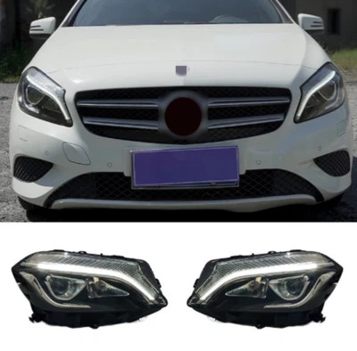 Conjunto de faros LED delanteros exteriores de plástico ABS para Mercedes Benz A180 13-2018 Foto 1 de 4