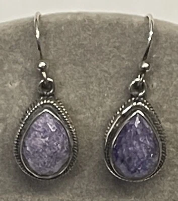 Pendientes Samuel Benham BJC de plata de ley facetados naturales de zafiro púrpura crudo Foto 1 de 3