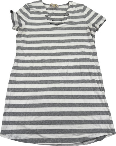 Abito t shirt donna Michael Kors grigio bianco a righe manica corta M