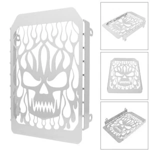 Silver Motorcycle Skull Radiator Grille Guard Covers Fits Kawasaki Vulcan VN1500 - Picture 1 of 10