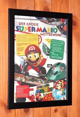 1997 Super Mario SNES NES Nintendo Old Mini Werbeblatt Gerahmt Poster Ad Framed - Bild 1 von 3