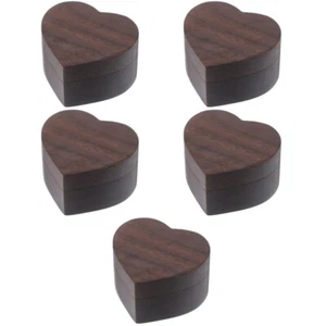 5 Stück Herzform Ringe Box Holz Ringe Fall Trauringe Box Schmuck Ringe Fall für - Bild 1 von 12