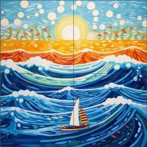 Sailboat Tile Backsplash Lazar Studio Art Wall Floor Glass Mural OB-LAZ14-65 - Picture 1 of 5