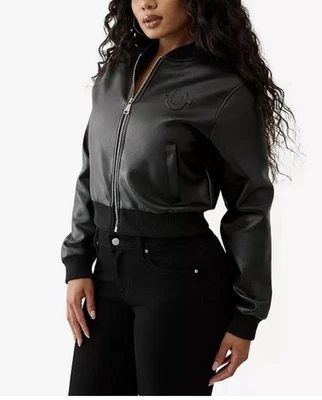 Chaqueta Bomber Mujer Negra Logo True Religion Talla M Foto 1 de 4