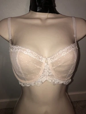 Beige Mesh Lace Victorias Secret Push Up W/Out Padding Bra Sz 34DD - Image 1 of 4