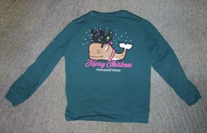 Vineyard Vines Boys / Girls Green Long Sleeve T-Shirt (Christmas) - Size 6 -EUC - Picture 1 of 4