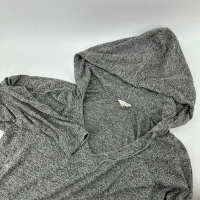 Sudadera con capucha gris jaspeado Lucky Brand cuello en V cordón manga larga para mujer pequeña Foto 1 de 4