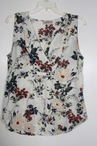 Ann Taylor Loft Damen mehrfarbig Blumen ärmellos Bluse Shirt Tank Top Gr. M - Bild 1 von 6