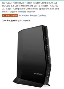 NETGEAR Nighthawk CAX30 Modem Router Combo DOCSIS 3.1 - Picture 1 of 2