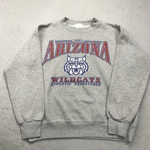 VINTAGE Arizona Wildcats Sweatshirt Herren Medium grau Muskat Rundhalsausschnitt NCAA 90s - Bild 1 von 9