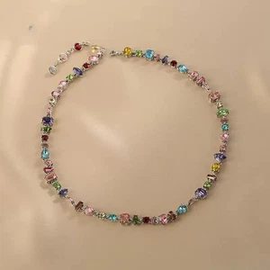 Matching rainbow color candy necklace female Swarovski crystal bone necklace - Picture 1 of 4