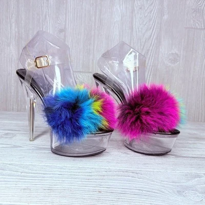 Dolls kill cape Robbin night of my life fluffy clear platform heels size 8 - Image 1 of 4