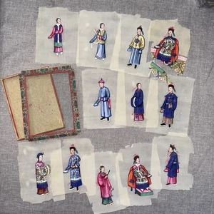 Gruppe von 12 alten chinesischen Kerngemälden in Box - wie besehen Set Lot Antik Vintage - Bild 1 von 15