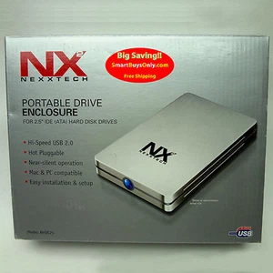 Nexxtech NHDE25 2.5" USB 2.0 External IDE HDD Enclosure for PC and Mac Silver - Picture 1 of 5