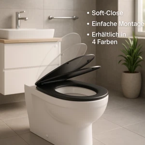 WC Sitz mit Absenkautomatik Duroplast Deckel Klobrille Weiß Schwarz Grau Gold - Bild 1 von 40