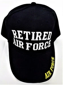 Sombrero negro de veterano retirado de la Fuerza Aérea de los Estados Unidos - gorra de béisbol NUEVO sin etiquetas - Imagen 1 de 6