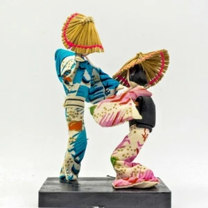 Gift Kokeshi Doll Japanese Couple Wooden Figurine Kimono Dance Man Woman Yukata - Picture 1 of 12