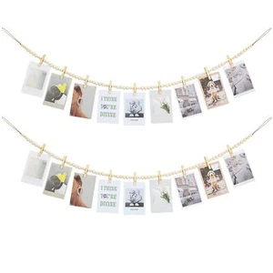 Hanging Photo Display Wall Decor, 2PCS Boho Wooden Bead Garland Collage Picture - Picture 1 of 7