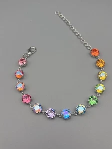 Tennis Armband 8 mm Weißgold Vergoldet mit Swarovski Kristallen Geschenk Neu - Bild 1 von 4