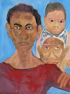 Immigrant Family By B.Katz - Original Acrylic On Canvas Unframed- 20x16 - 2021 - Picture 1 of 6