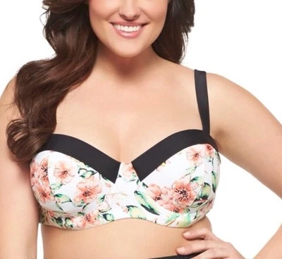 Nuevo Top de Natación Bikini Retro Pinup Ava & Viv Rosa y Negro Floral con Aros 26W Foto 1 de 4