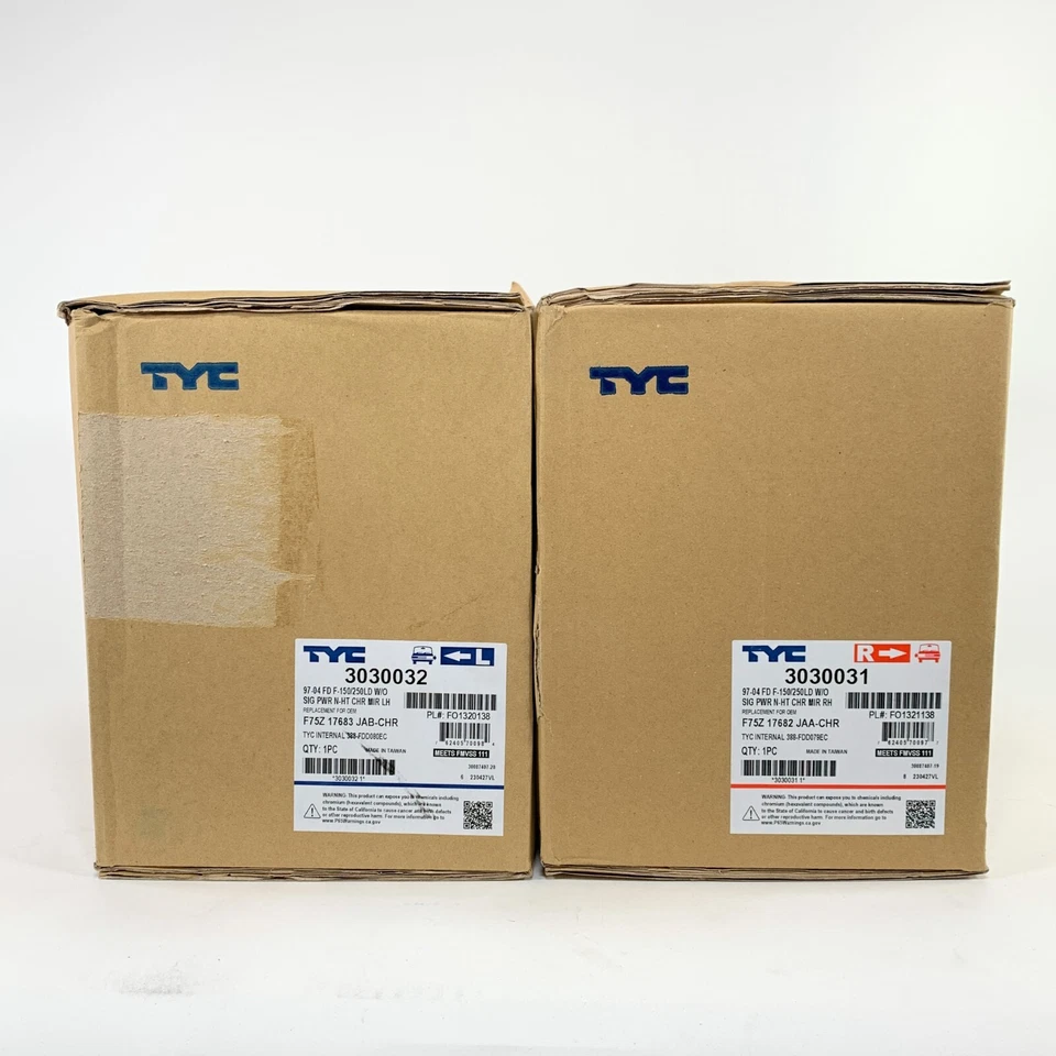 TYC 侧镜一对 3030031 3030032 适用于 97-04 福特 F150 带热铬 — 第 1/4 张图片