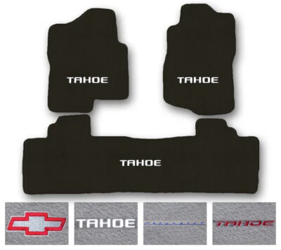 3pc Carpet Floor Mat Set - Chevrolet Tahoe w/ 2nd Row Bench- Choose Logo & Color - Изображение 1 из 4