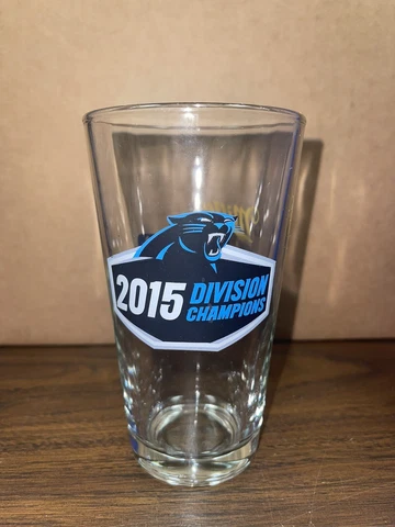 NFL Carolina Panthers Miller Lite 16 oz Beer Pint Glass 2015 Division Champions Cover