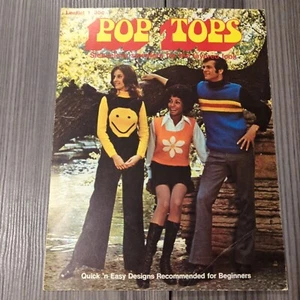 POP TOPS Rare Leisure Arts Crochet Knit Pattern Booklet 1 Retro Vtg Sweater 1st - Picture 1 of 2