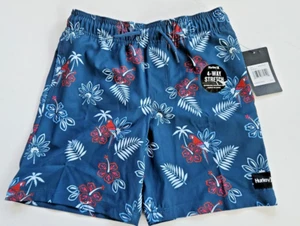 Hurley Boys 7 Armored Navy Hawaiian Palm Tree Board Shorts Beach Swim Trunks - Picture 1 of 4