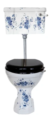 TRTC Floral Blue & White Low Level Toilet Traditional Victorian Edwardian - Image 1 of 4