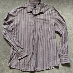 Camisa Hugo Boss Abotonada Calce Regular Para Hombres 2XL XXL Rayas Púrpura Diseñador - Imagen 1 de 11