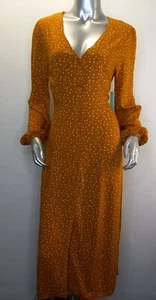 Nordstrom Abound Size Medium Dress Yellow Treasure Dot Button Front Long Sleeve - Picture 1 of 8
