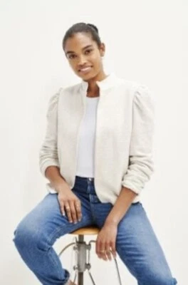 NUEVO CON ETIQUETAS Chaqueta Tejida Vieira Amour Vert Sooni Natural Abedul Blanco Gris Talla Grande Foto 1 de 4