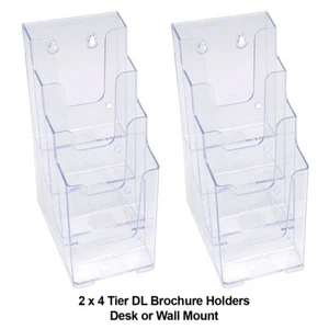 DL 4 Tier Brochure Holder - Desk or Wall Mount - Box of 2 - Picture 1 of 1