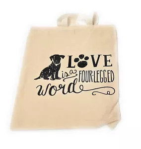 100% Cotton Canvas Tote Reusable Market Bag Printed with Pet Lover Dog Sayings - Picture 1 of 2
