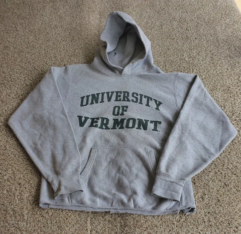 University Of Vermont Hoodie Small Mens Gray Pullover MV Sport Pro-Weave Cover